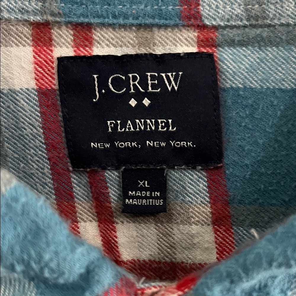 J. Crew Blue, Red and White Plaid Flannel Shirt - Picture 2 of 4